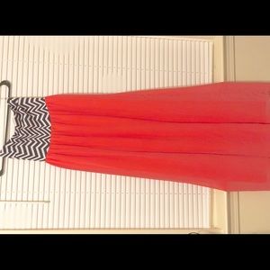 Strapless Chevron Maxi Dress